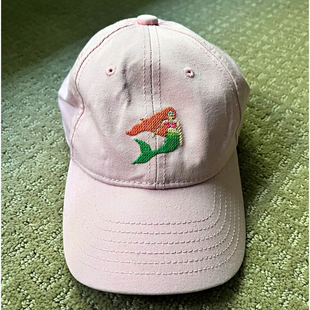 Harding Lane Kids Pink Mermaid Embroidered Adjustable 100% Cotton Twill Cap